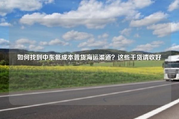 如何找到中东低成本普货海运渠道？这些干货请收好